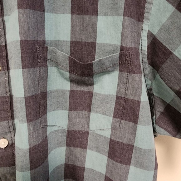 Urban Pipeline Shirt Men 2XL Teal Plaid Short Sleeve - Picture 5 of 13